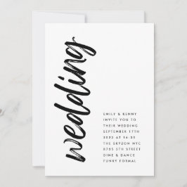 Svartvit Modern Simple Bröllop Inbjudningar
