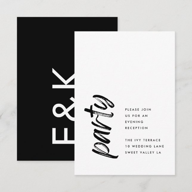 Svartvit Modern Simple Bröllop Tilläggskort (Fram/baksida)