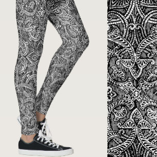 Svartvit modern snyggt trendig mönster leggings