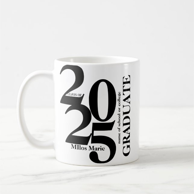Svartvit Modern studenten-minne Kaffemugg (Vänster)