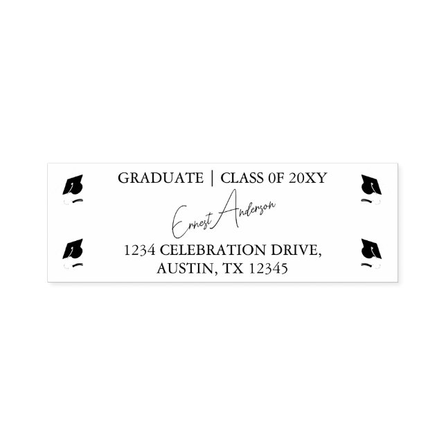 Svartvit Modern Studenten Returadress Självfärgande Stämpel (Design)