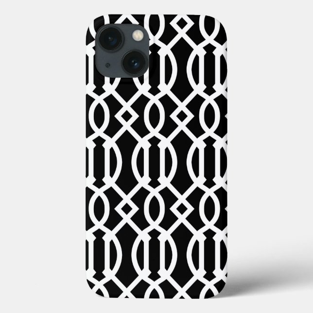 Svartvit Modern Trellis Mönster (Baksida)