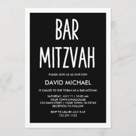 Svartvit| Modern typografi Pub Mitzvah Inbjudningar