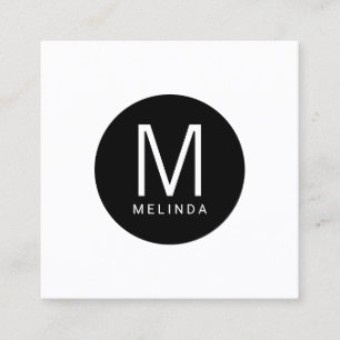 Svartvit modern yrkesmässig Monogram Fyrkantigt Visitkort