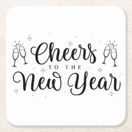 Svartvit, moderna, nya år, Pappra Party Underlägg Papper Kvadrat