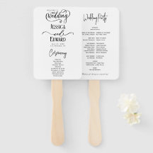 Svartvit, modernt Bröllopsprogram med enkel Elegan