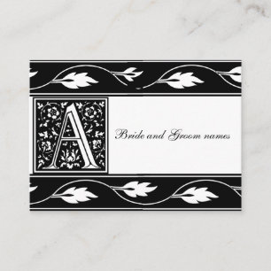 Svartvit monogram A-Möhippa registreringskort Tilläggskort