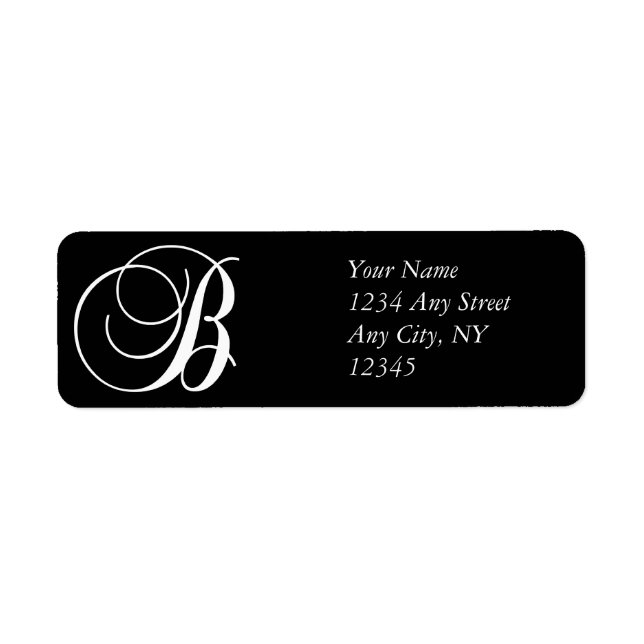 Svartvit monogram B-Returetiketter Returadress Etikett (Framsidan)