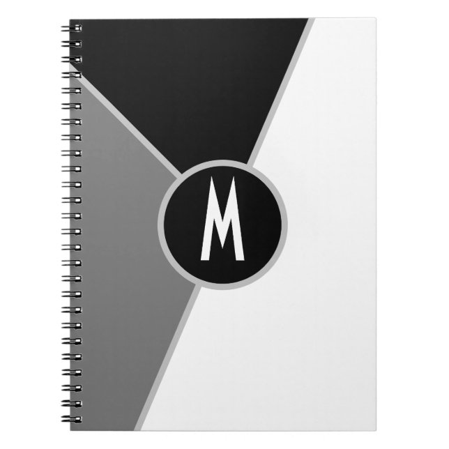 Svartvit monogram-block med enfärgad design anteckningsbok (Framsidan)