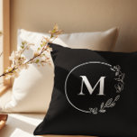 Svartvit Monogram Blommigt personlig av andningsvä Kudde<br><div class="desc">Lägg till lite elegans till din hemdekoration med vår svarta vita Monogram-Blommigt personlig dekorativ kudde! Denna snyggt accent biet kombinerar klassisk monogrammering med en contemporary blommigt andedräkt, vilket skapar en tidlös tillsats till alla livsmiljöer. Av högkvalitativa material är varje kudde mjuk, bekväm och byggt att hålla. Anpassa den med ditt...</div>