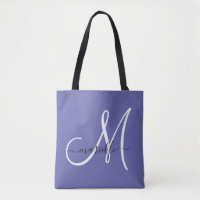 Svartvit monogram Brev-skript Namn Periwinkle