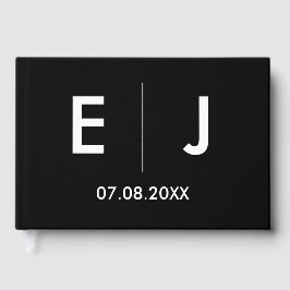 Svartvit Monogram Bröllop Gästböcker