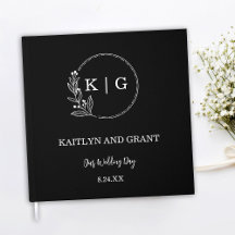 Svartvit Monogram Bröllop Guestbook