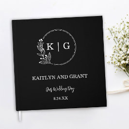 Svartvit Monogram Bröllop Guestbook Gästböcker