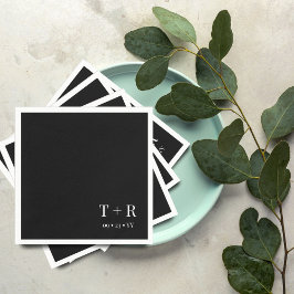 Svartvit Monogram Bröllop Pappersservett