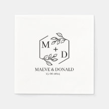 svartvit monogram bröllop underlägg