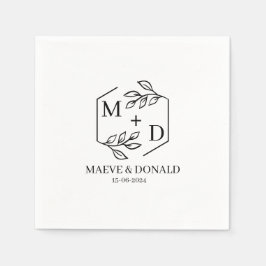 svartvit monogram bröllop underlägg pappersservett