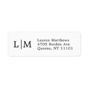 Svartvit Monogram Business Returadress Etikett