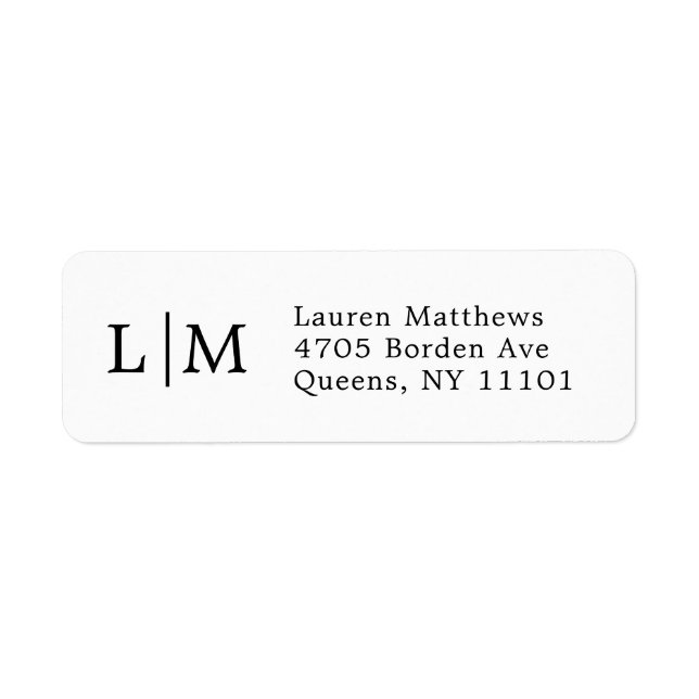 Svartvit Monogram Business Returadress Etikett (Framsidan)