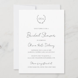 Svartvit, monogram Classic Elegant Möhippa Inbjudningar