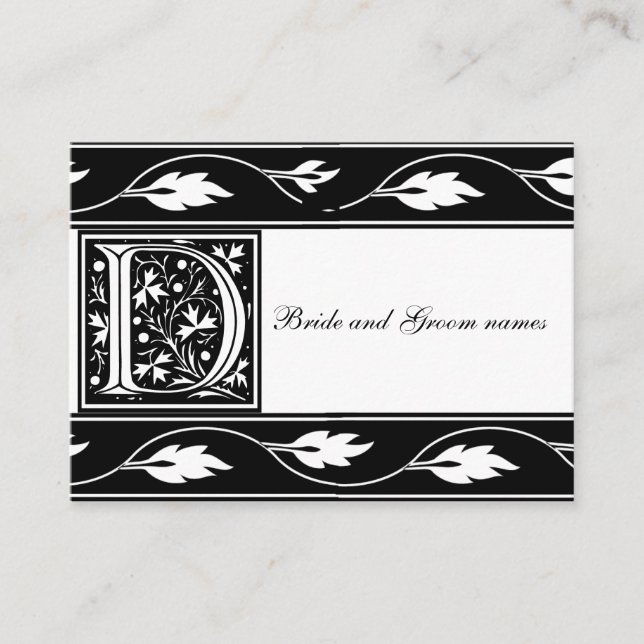 Svartvit monogram D-Möhippa-registreringskort Tilläggskort (Framsida)