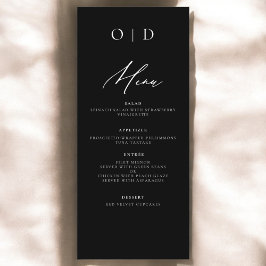 Svartvit Monogram Elegant bröllop-mottagning Meny