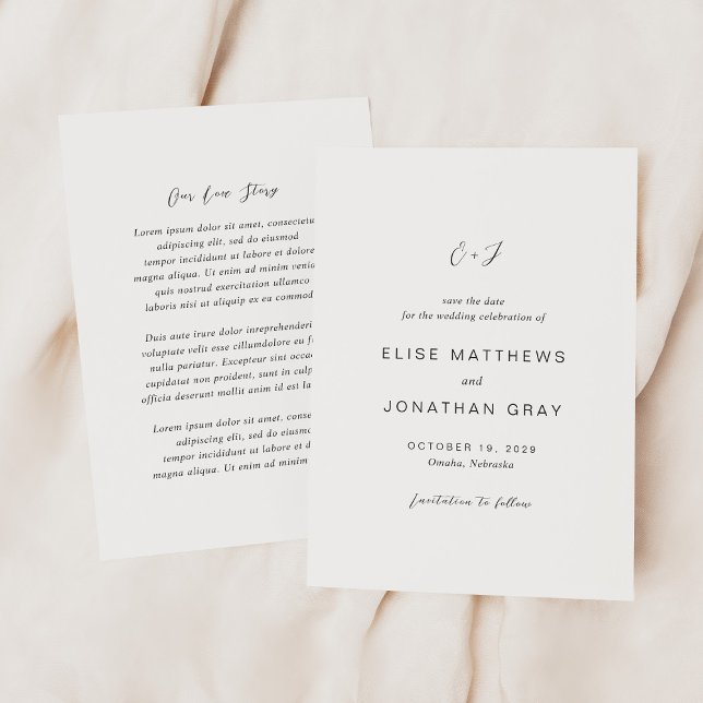 Svartvit Monogram Elegant bröllop Spara Datumet (Skapare uppladdad)