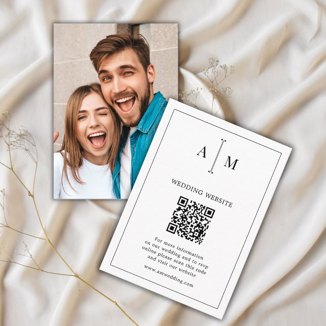 Svartvit monogram - foto QR-kod, Bröllop OSA Tilläggskort (Skapare uppladdad)