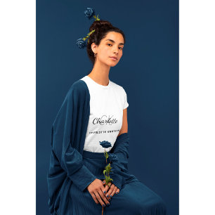 Svartvit monogram initails namn minimalist t shirt