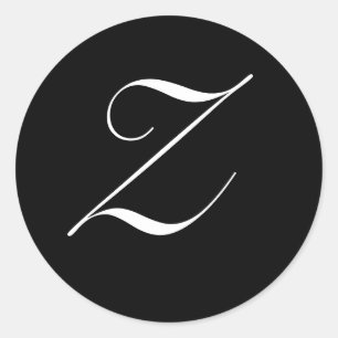 Svartvit monogram initial förslutning "Z" Runt Klistermärke
