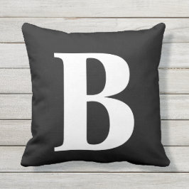 Svartvit monogram initial patient kudde