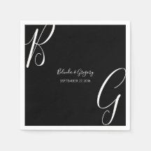 Svartvit Monogram Initialer Bröllop
