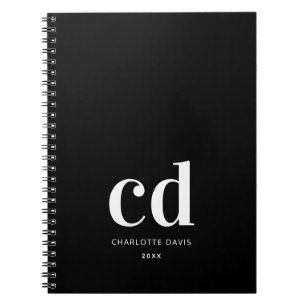 Svartvit monogram initialer elegant minimalist anteckningsbok
