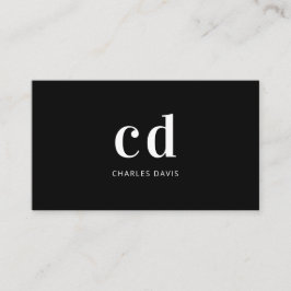 Svartvit monogram initialer minimalistisk elegant visitkort