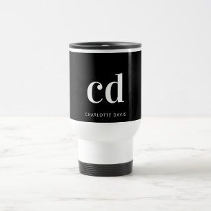 Svartvit monogram initialer minimalistisk resemugg