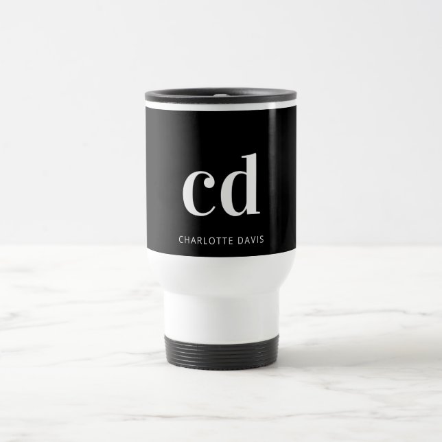 Svartvit monogram initialer minimalistisk resemugg (Center)