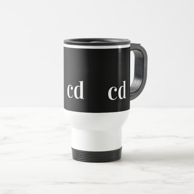 Svartvit monogram initialer modern anpassningsbar resemugg (Framsida höger)