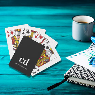 Svartvit monogram initialer modern casinokort