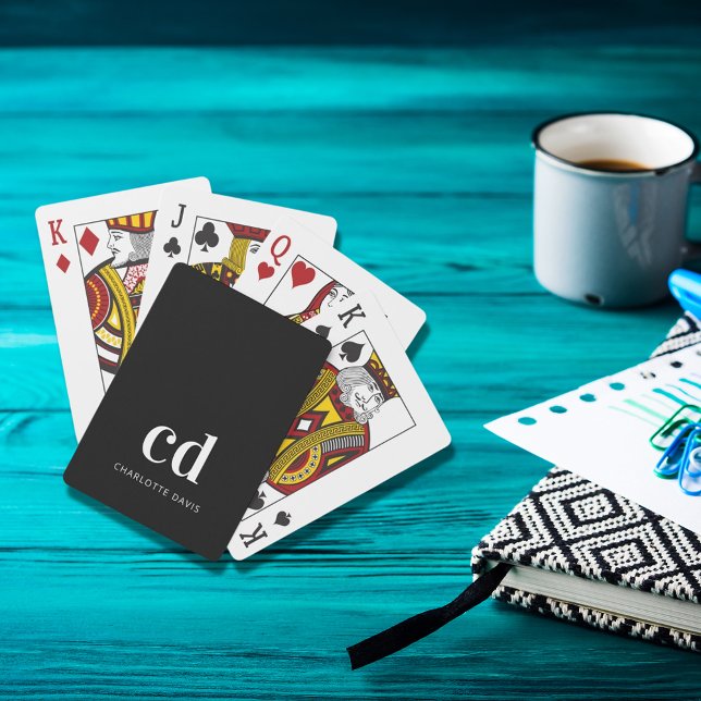 Svartvit monogram initialer modern casinokort (Skapare uppladdad)