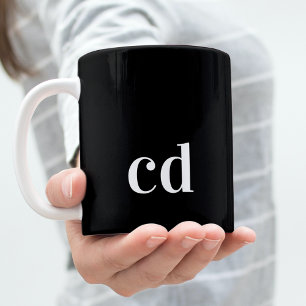 Svartvit monogram initialer modern enkel kaffemugg