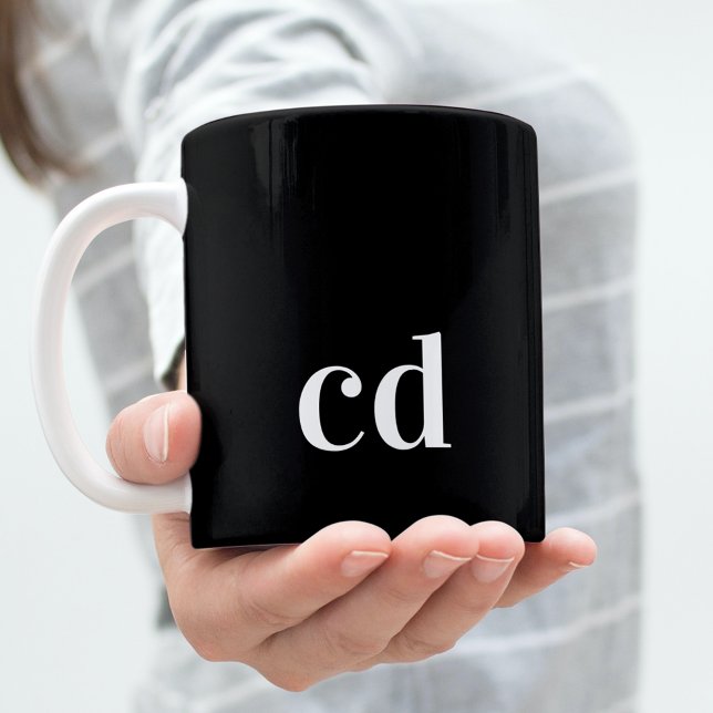 Svartvit monogram initialer modern enkel kaffemugg (Skapare uppladdad)