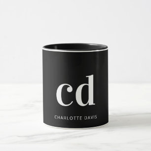 Svartvit monogram initialer modern mugg