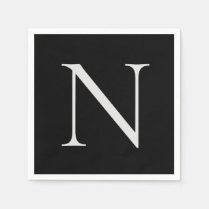 Svartvit Monogram Initialer Namn, anpassad Pappersservett