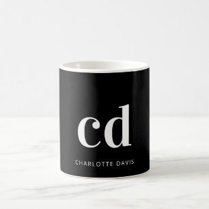 Svartvit monogram initialer namn fet kaffemugg
