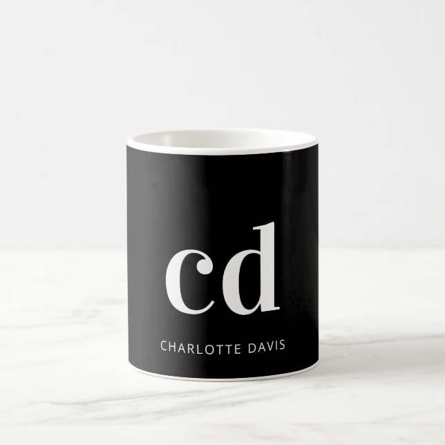 Svartvit monogram initialer namn fet kaffemugg (Center)
