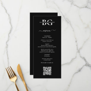 Svartvit monogram Initialer QR-kod Bröllop Meny