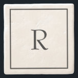 Svartvit Monogram Initialer-Trendig med eget namn, Stenunderlägg<br><div class="desc">Designad med textmall för inledande monogrammet som du kan anpassa!</div>