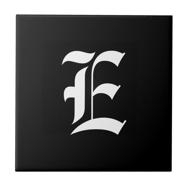 Svartvit monogram, initialt E, Kakelplatta (Framsidan)