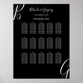 Svartvit monogram, inledande sittdiagram i Bröllop Poster