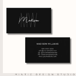 Svartvit monogram Logotyp, modern, minimalistisk Visitkort